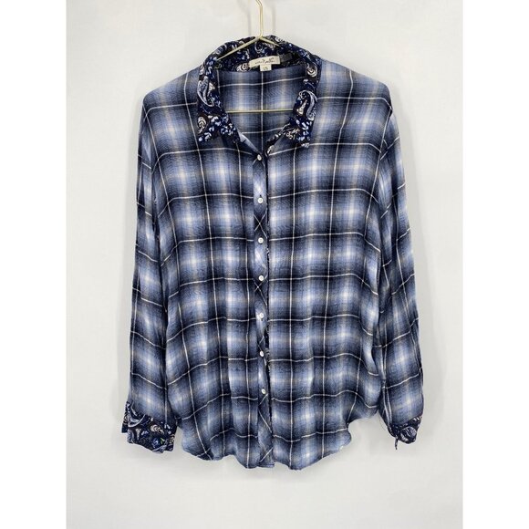 SIMPLY NOELLE women's size L/XL 12-14 plaid/ Paisley BUTTON FRONT 2 SIDED - Picture 1 of 5